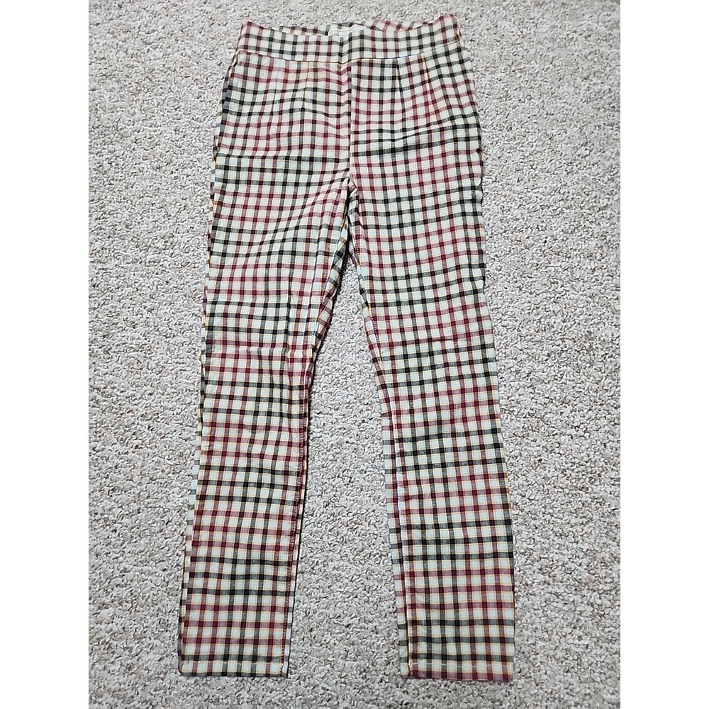 Free People 28 Ella Kick Skinny Plaid Pants Multicolored Plaid Zip